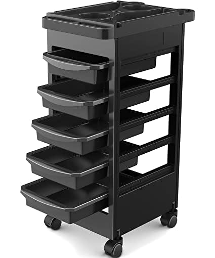 Hair Styling Salon Trolley with Wheels and Drawers