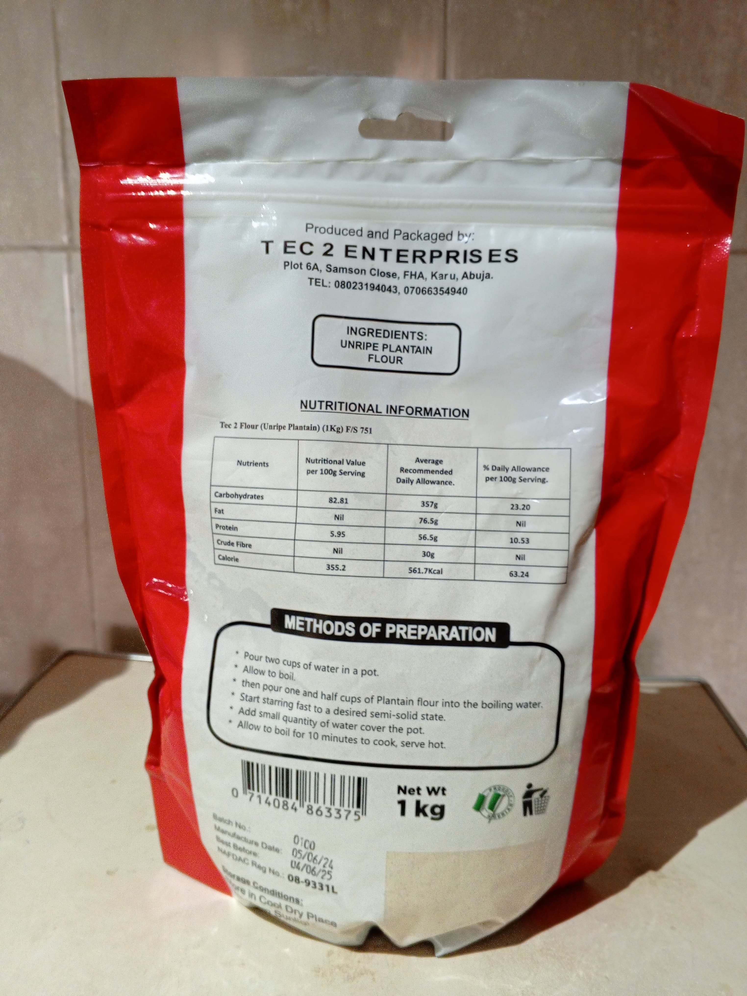 Unripe Plantain Flour
